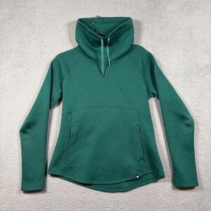 Marmot Quilted Funnel Neck Pullover Sweatshirt Green Womens M Thumbholes Outdoor